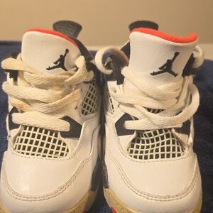 Size 5C - Nike Air Jordan 4 Retro  White/Black Toddler 2018